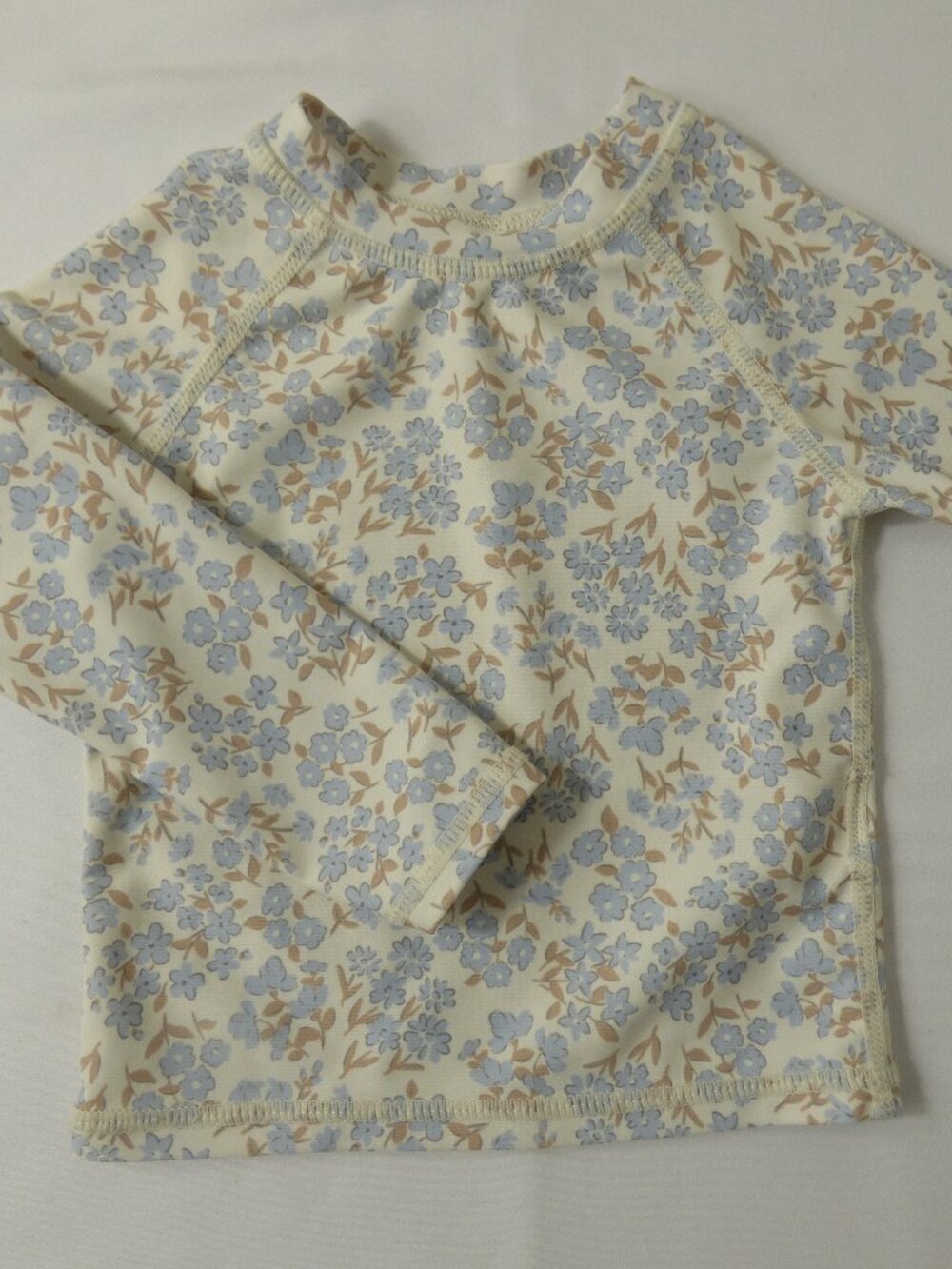 Rylee + Cru Baby Blue Floral Rashguard, Size 6-12 Months